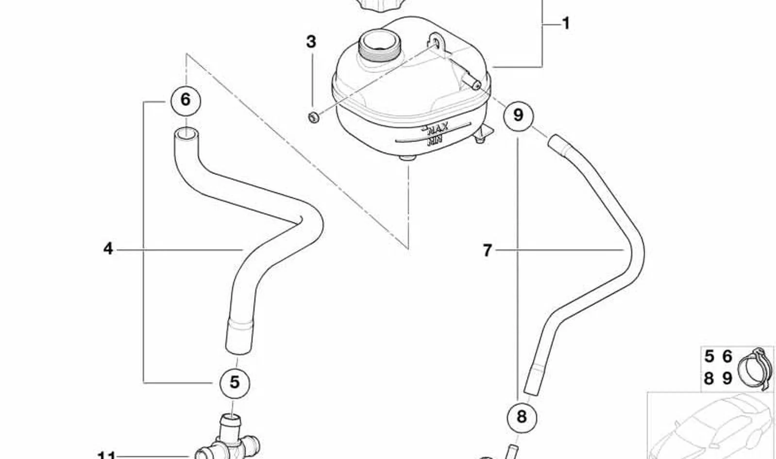 Conector en T del sistema de refrigeración OEM 17127518614 para MINI R52 Cooper S, R53 Cooper S, R53 Cooper S JCW GP... y más. Original MINI