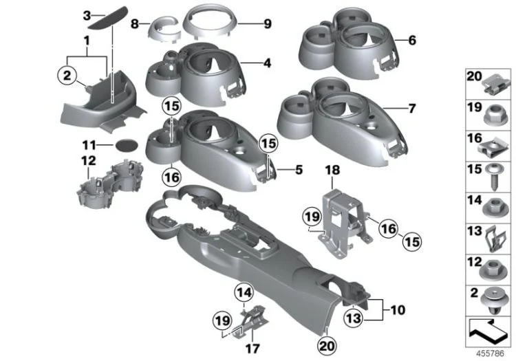 Consola central OEM 51169811328 para MINI Countryman R60, Paceman R61. Original MINI.