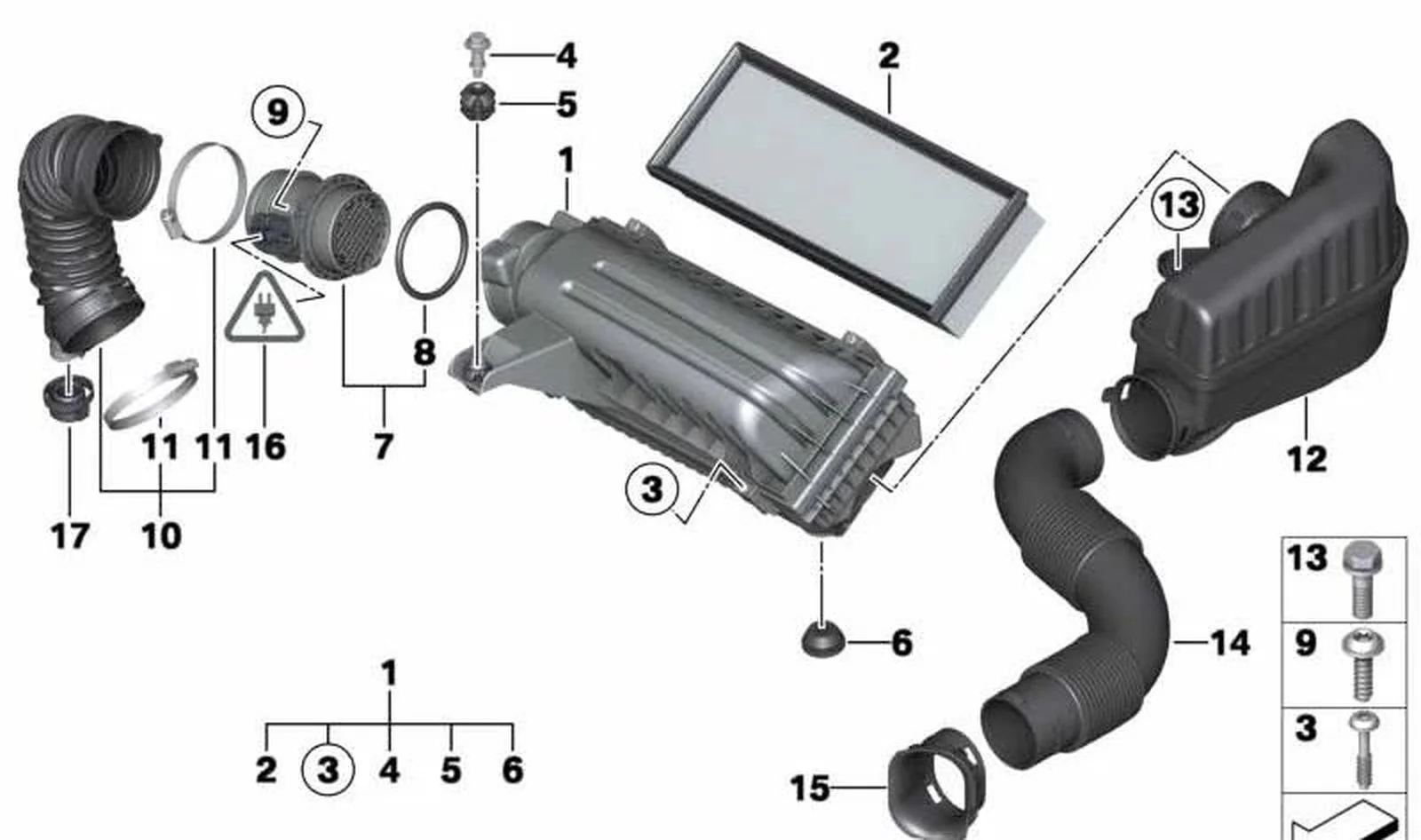 Contador de masas de aire OEM 13627597085 para MINI R56, Clubman R55, Cabrio R57, Coupé R58, Roadster R59, Countryman R60, Paceman R61. Original MINI.