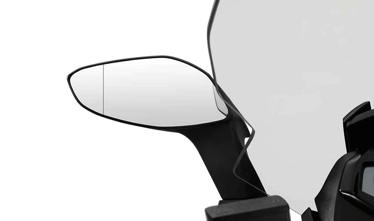 Cristal de retrovisor asférico derecho OEM 77318527286 para motos BMW C evolution, C 650 GT. Original BMW Motorrad.