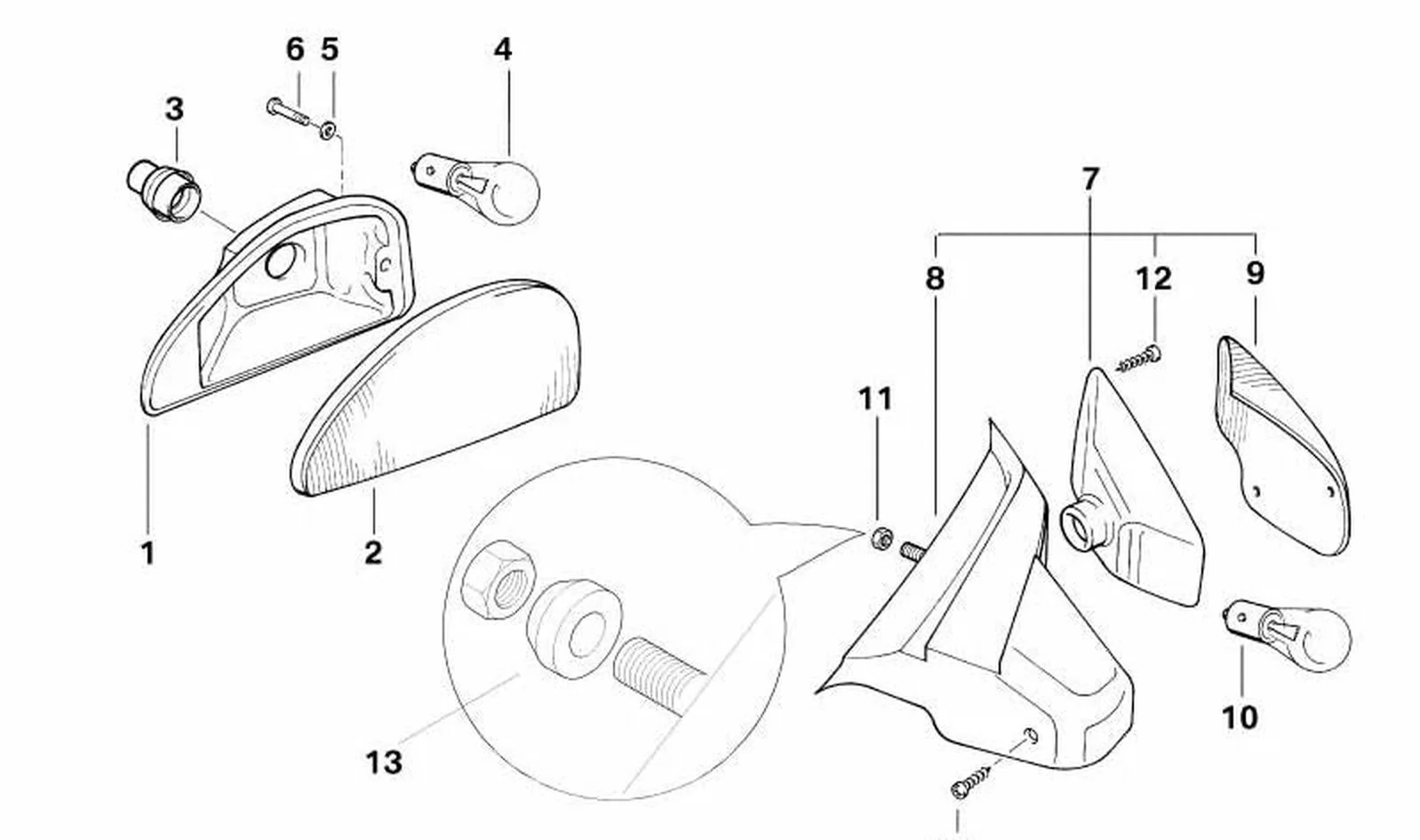 Cristal derecho OEM 63132306146 para motos BMW R1100RS (1992-2001). Original BMW Motorrad.