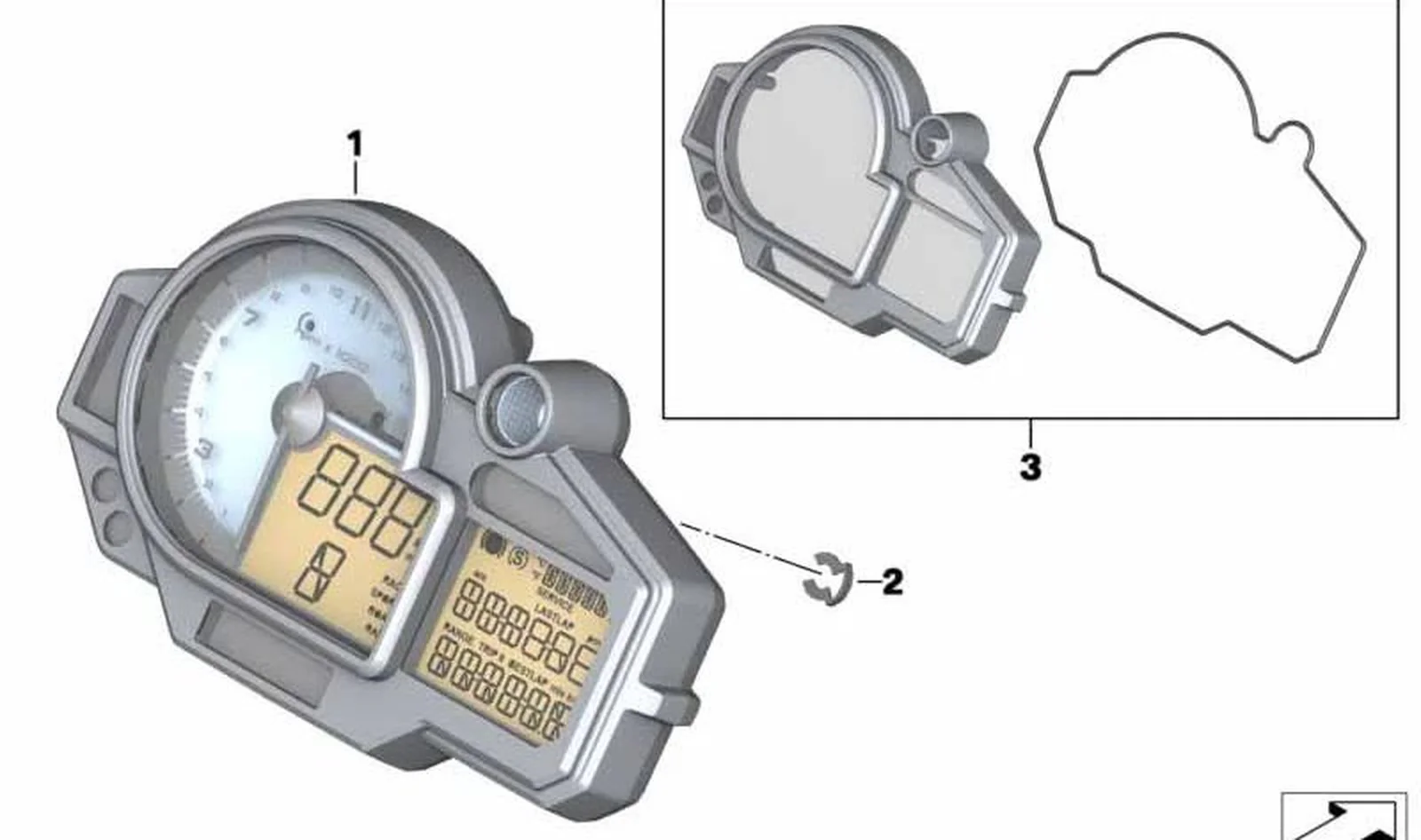 Cuadro de instrumentos OEM 62118559614 para motos BMW HP4 (K42) 09/2011-07/2014. Original BMW Motorrad.
