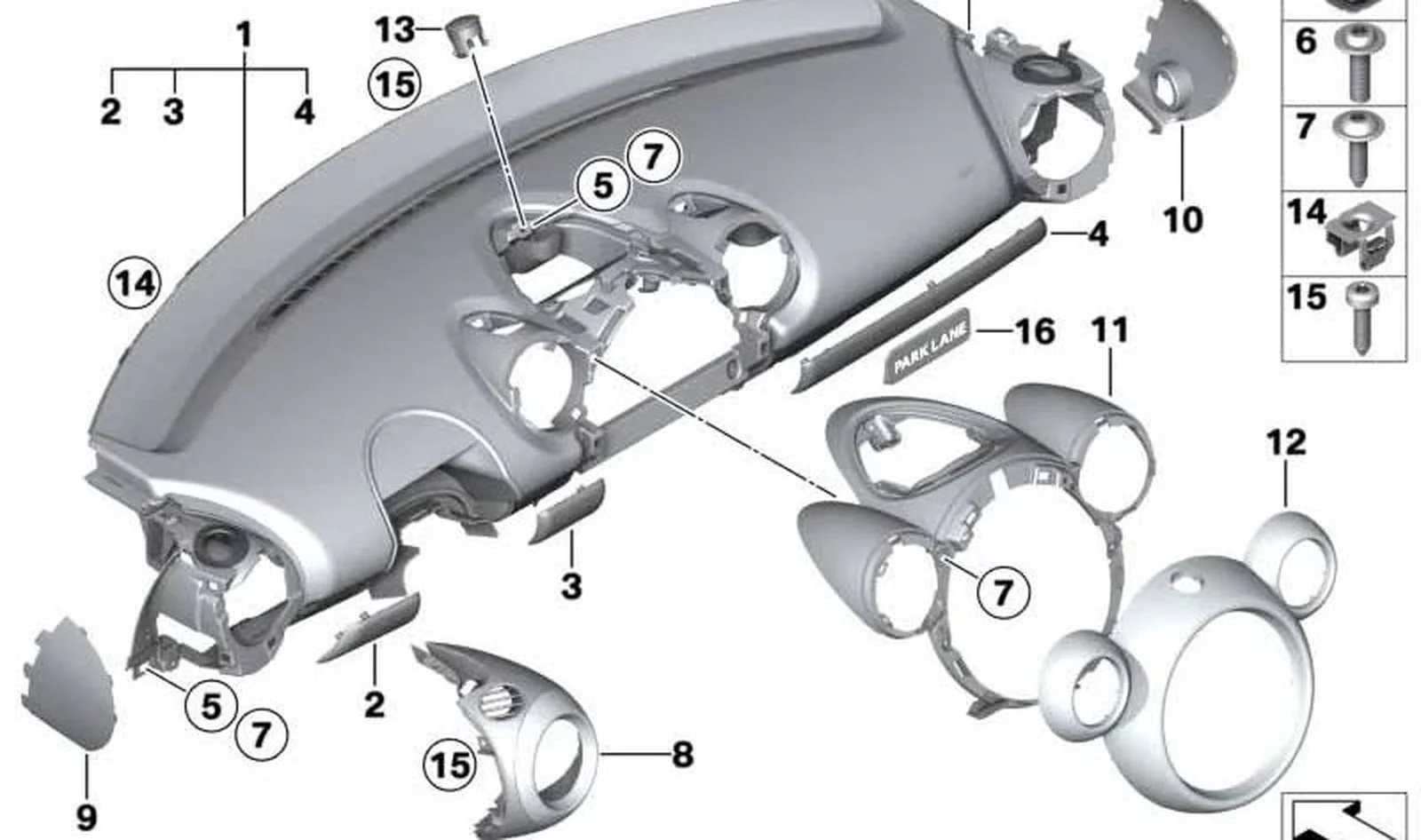 Cuadro de instrumentos superior antracita OEM 51459811343 para MINI Countryman R60, Paceman R61. Original MINI.