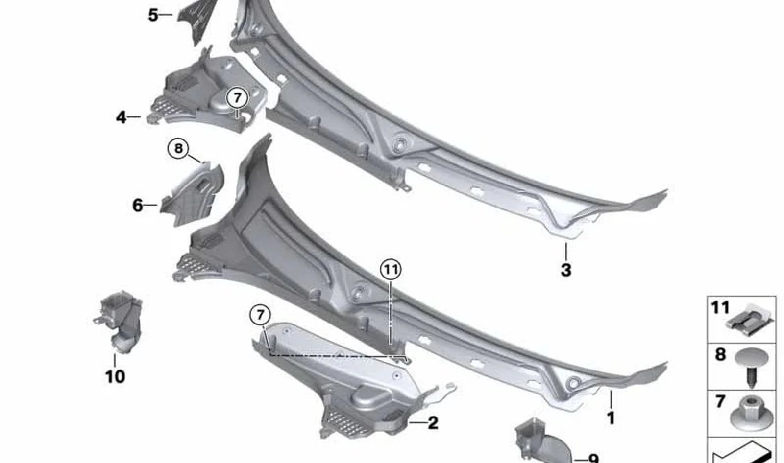 Cubierta cortavientos derecha OEM 51717305494 para MINI F56, F55, Cabrio F57... y más. Original MINI.