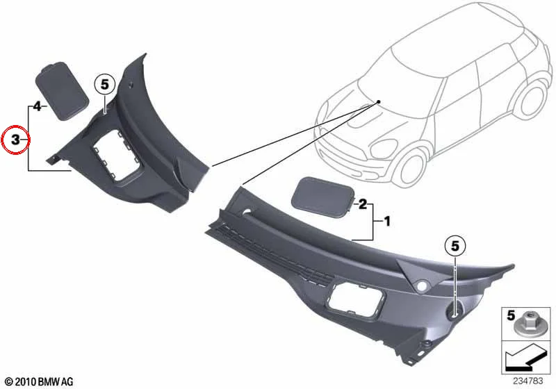 Cubierta cortavientos derecha OEM 51719808096 para MINI Countryman R60, Paceman R61. Original MINI. - Image 2