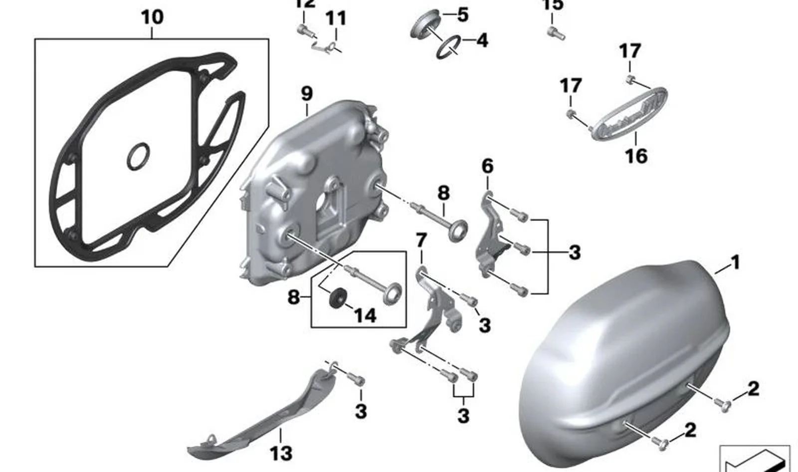 Cubierta de bobinas de encendido derecha OEM 11129443752 para motos BMW R 18, R 18 Classic, R 18 B, R 18 Transcontinental. Original BMW Motorrad.