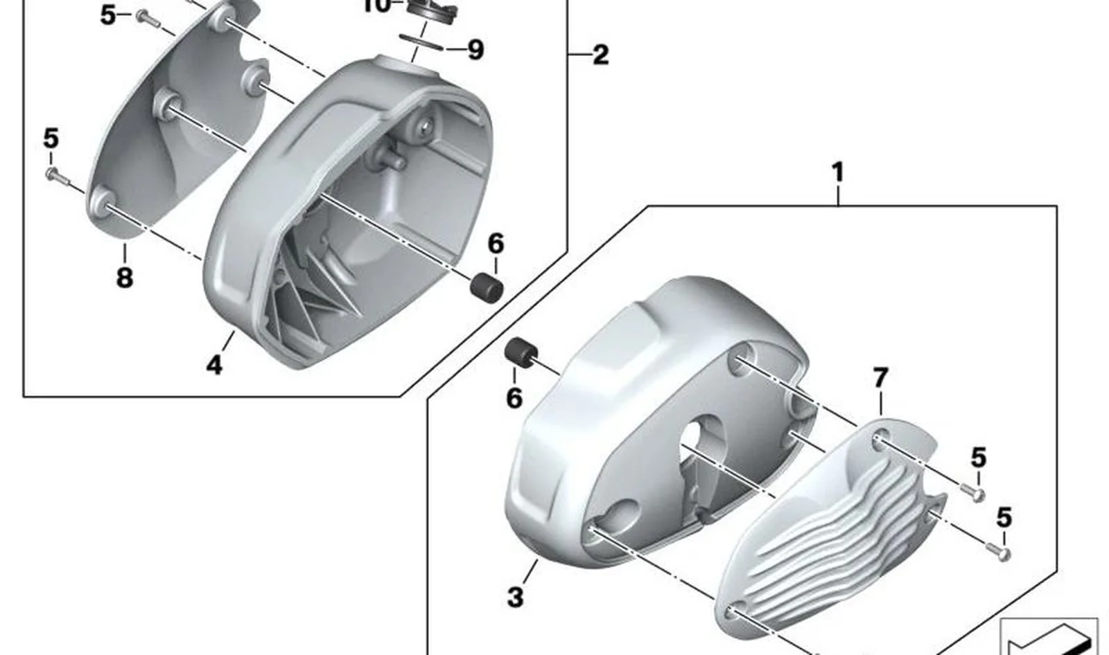 Cubierta de bobinas de encendido derecha OEM 77121540882 para motos BMW R nineT, R nineT Pure, R nineT Scrambler, R nineT Urban G/S... y más. Original BMW Motorrad