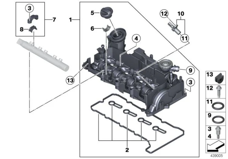 Cubierta de culata OEM 11128589943 para MINI R56 LCI, Clubman R55 LCI, Cabrio R57 LCI, Coupé R58, Roadster R59, Countryman R60, Paceman R61. Original MINI.