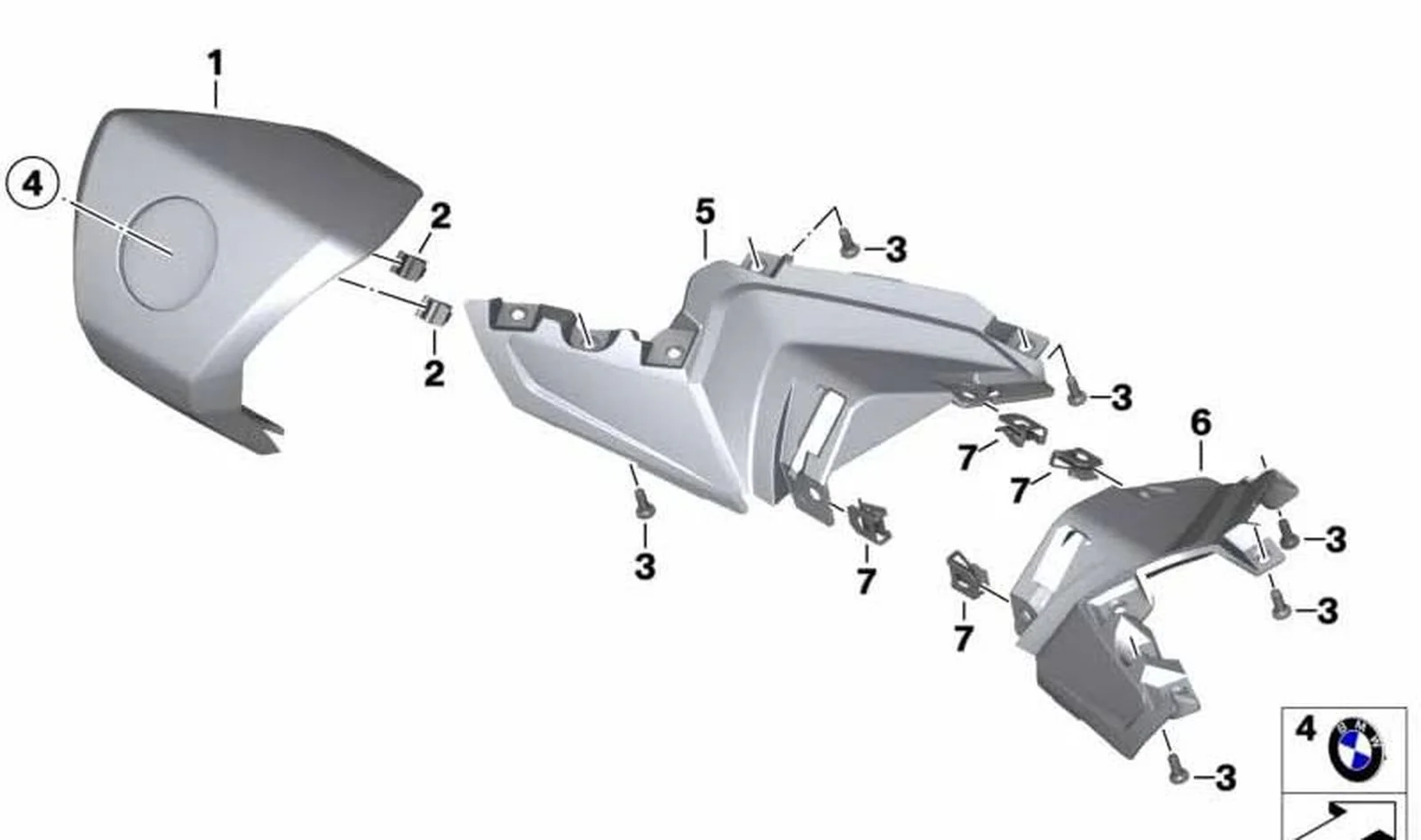 Cubierta de manillar superior derecha OEM 46638556382 para BMW Motorrad C 650 GT (K19, 11/2014-08/2020). Original BMW Motorrad.
