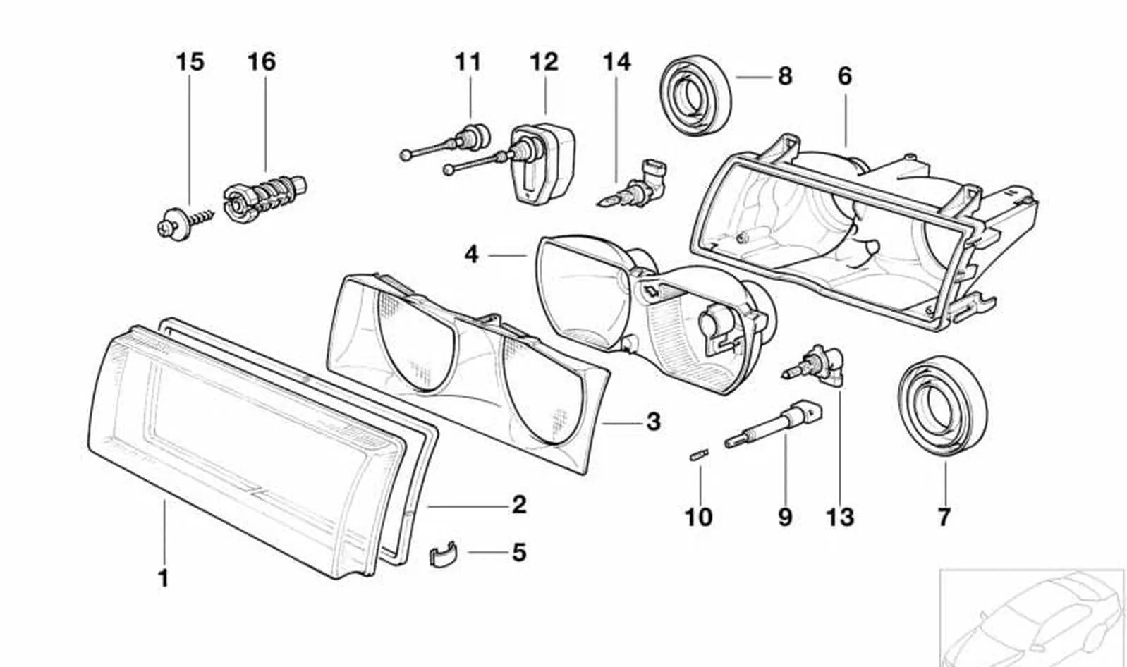 Cubierta de vidrio derecha OEM 63128361100 para BMW Serie 3 E36 (1993-2000). Original BMW. - Image 4