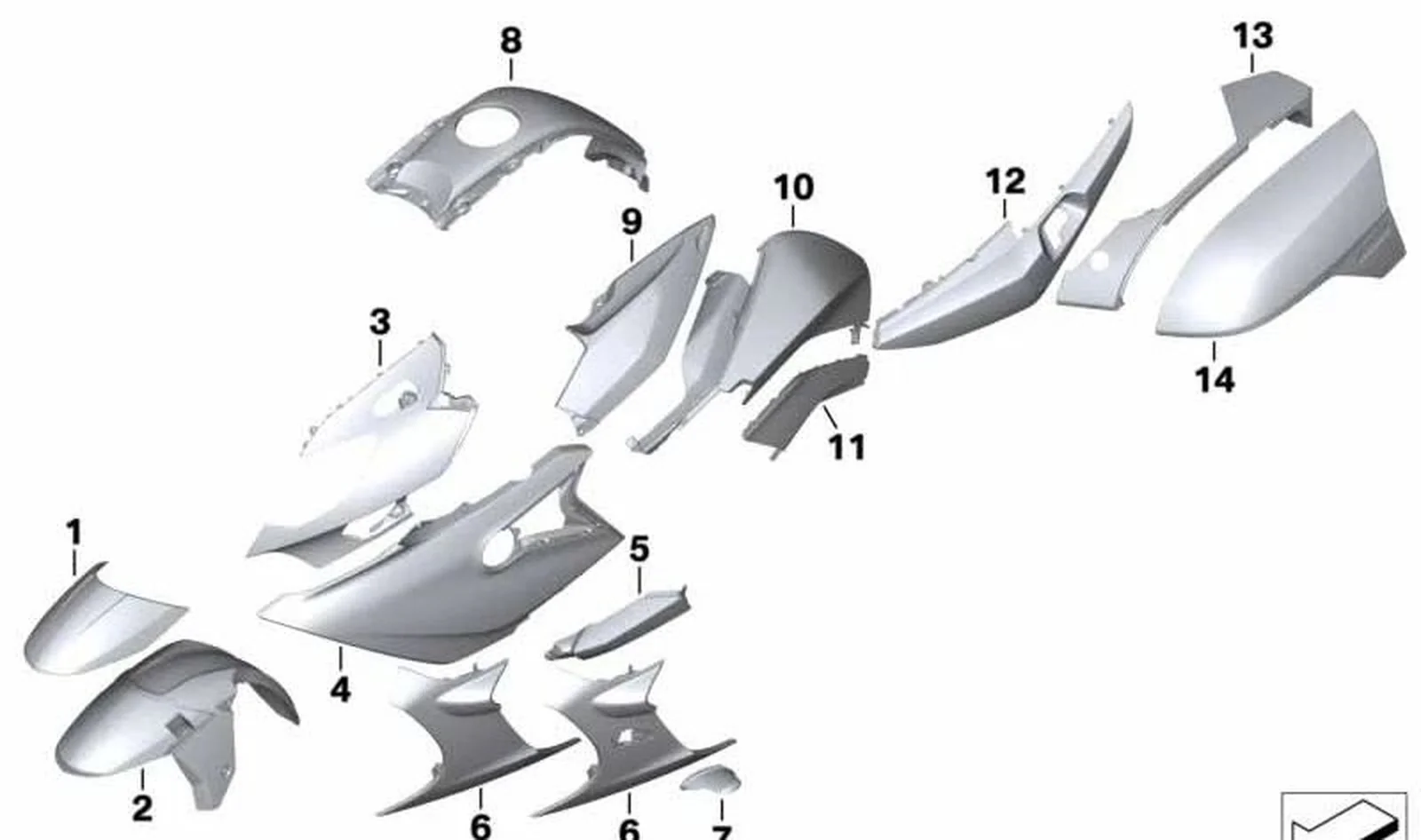 Cubierta del depósito izquierda abajo SPARKLING-STORM OEM 46638393097 para motos BMW K 1600 GT, K 1600 GTL (09/2015 - 07/2021). Original BMW Motorrad.