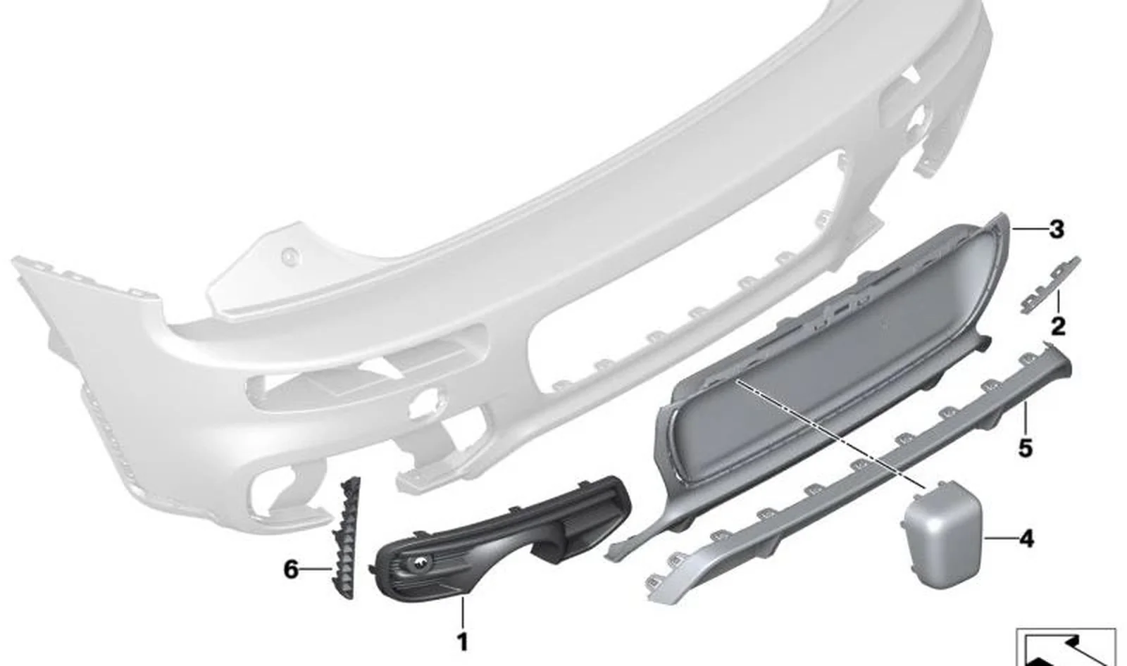 Cubierta frontal OEM 51127391030 para MINI Clubman F54, F54 LCI. Original MINI.