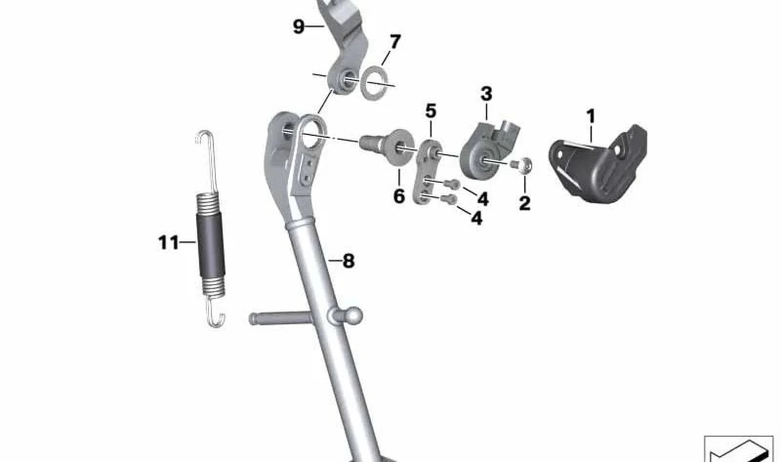 Cubierta interruptor caballete lateral OEM 46539457238 para BMW G 310 GS (K02) 2016-2020. Original BMW Motorrad.