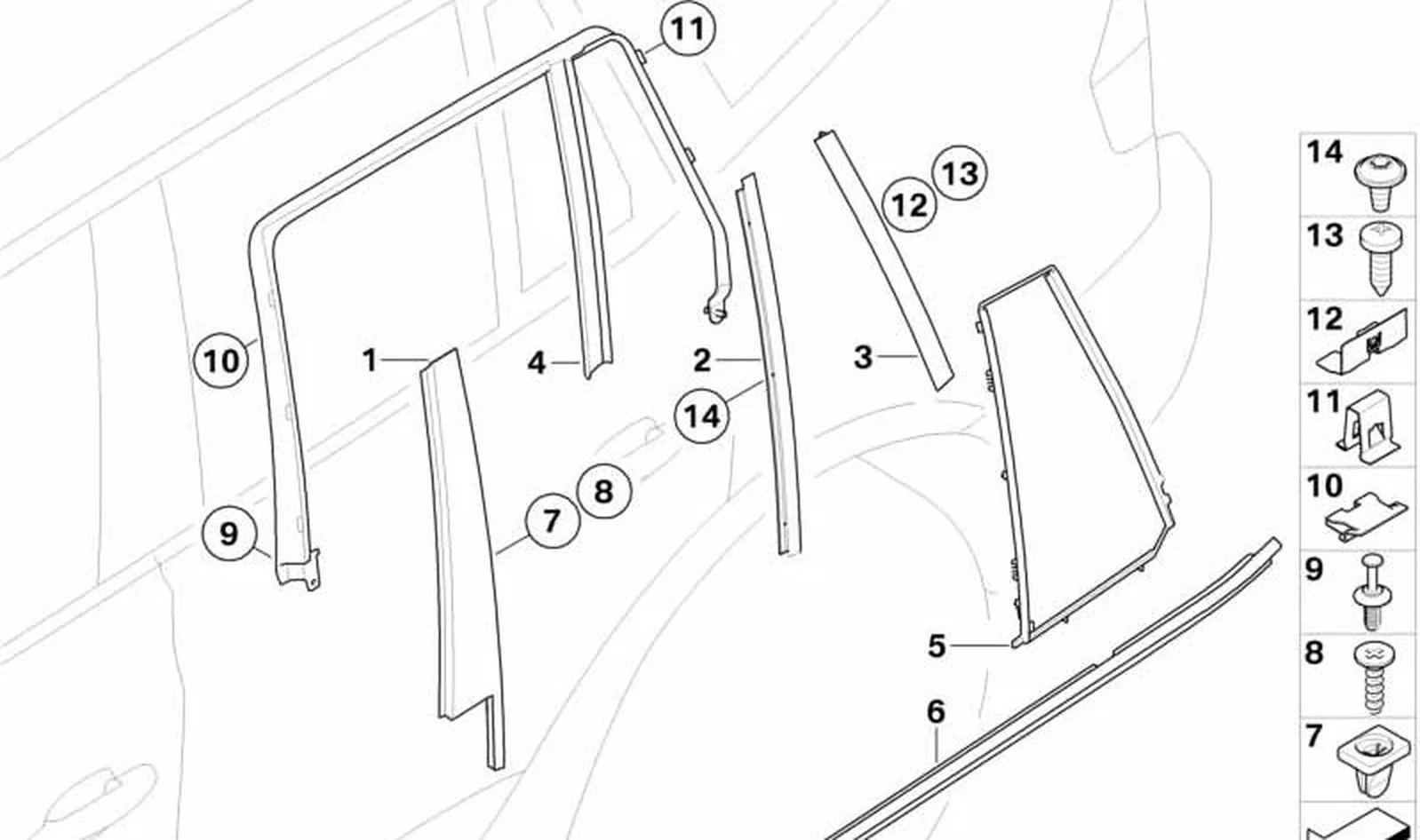 Cubierta marco ventana puerta trasera derecha OEM 51353448838 para BMW X3 E83, X3 E83 LCI. Original BMW. - Image 6