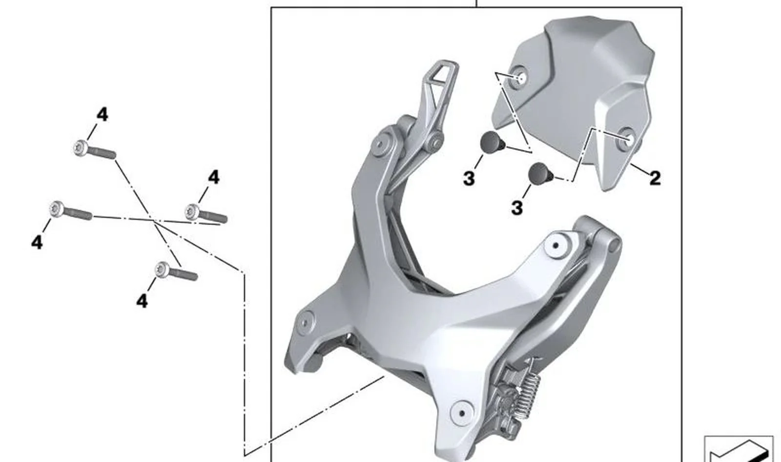 Cubierta regulador de parabrisas OEM 46638403848 para motos BMW F900XR (K84). Original BMW Motorrad.