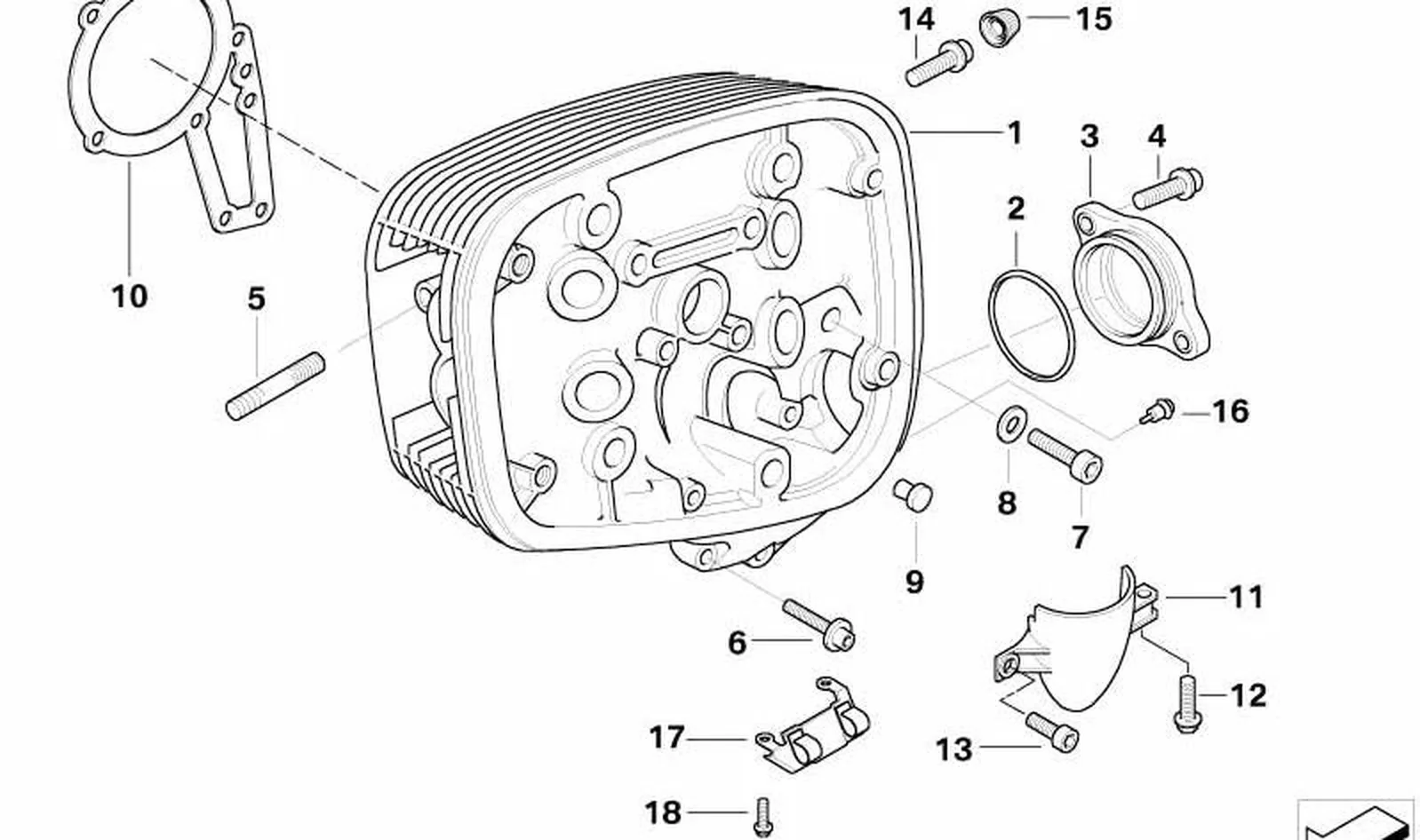 Culata izquierda OEM 11127670731 para motos BMW R1150 GS, R1150 R, R1100 S... y más. Original BMW Motorrad.