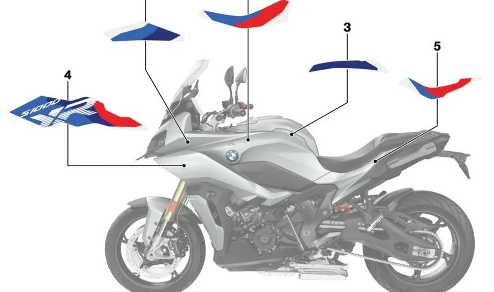 Decoración cubierta depósito delantero izquierdo OEM 51147924391 para BMW Motorrad S 1000 XR (K69). Original BMW Motorrad.
