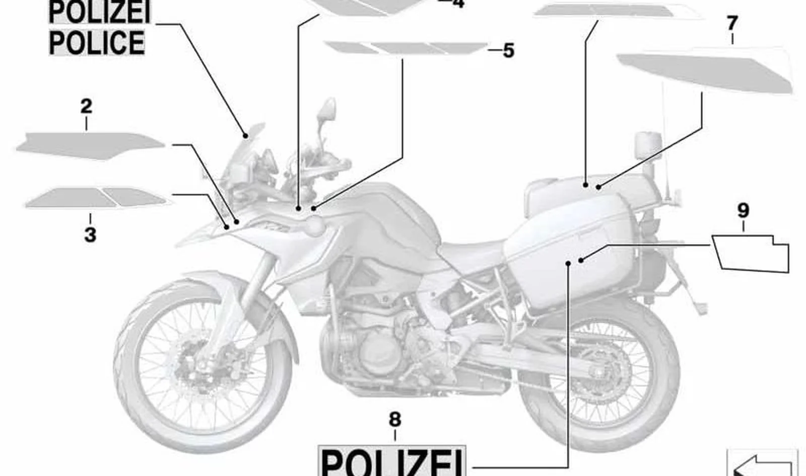 Decoración delantera derecha azul OEM 51148405714 para motos BMW F 750 GS, F 850 GS, F 800 GS, F 900 GS. Original BMW Motorrad.