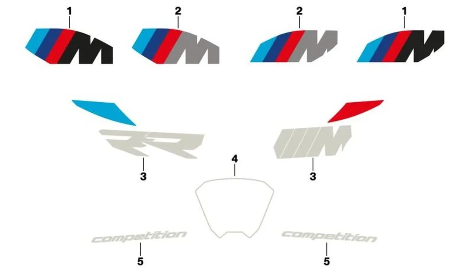 Decoración depósito combustible izquierdo OEM 51145A640E7 para motos BMW S 1000 R, M 1000 RR. Original BMW Motorrad.