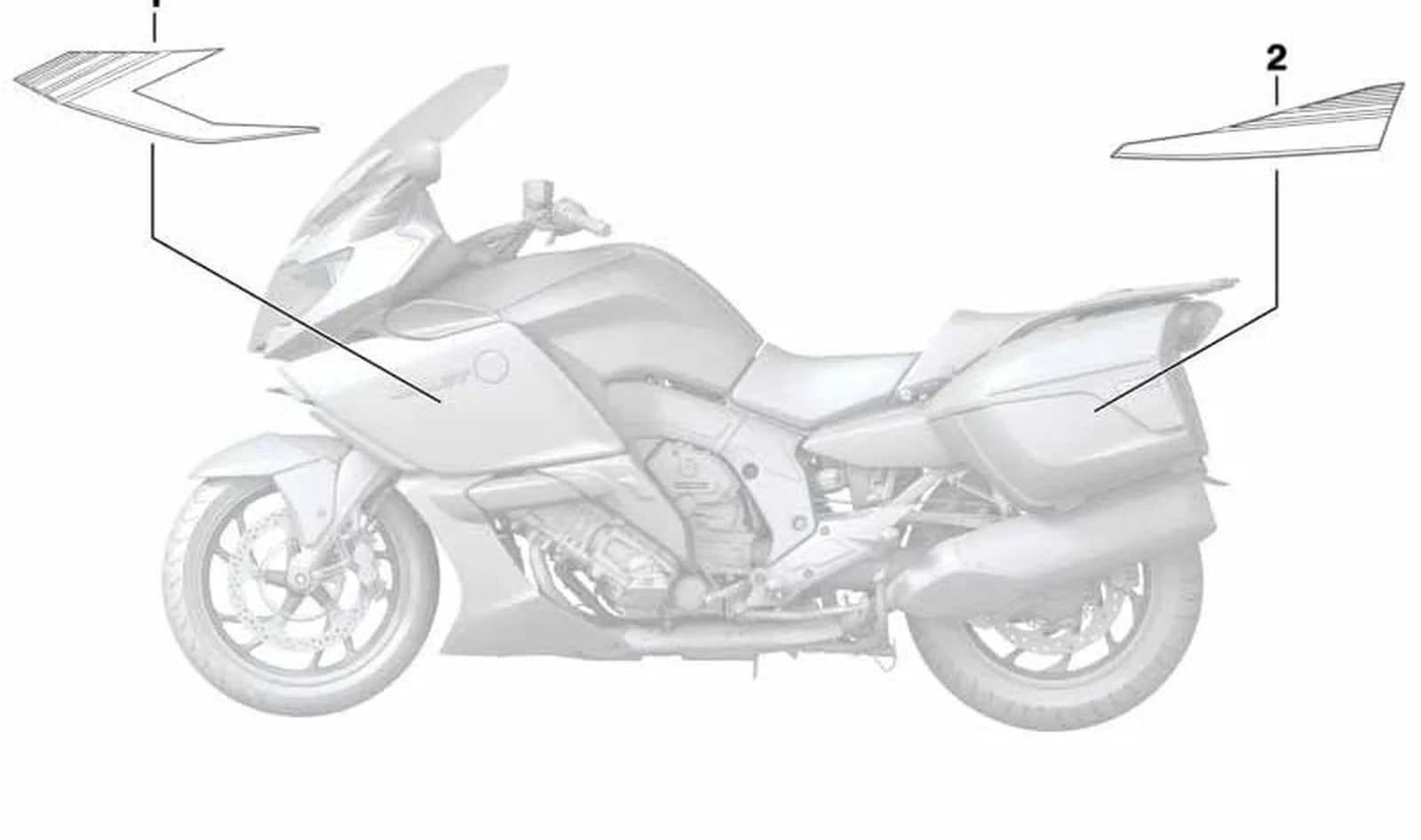 Decoración tapa del maletero derecho OEM 51148537628 para motos BMW K 1600 GT, K 1600 GTL. Original BMW Motorrad.