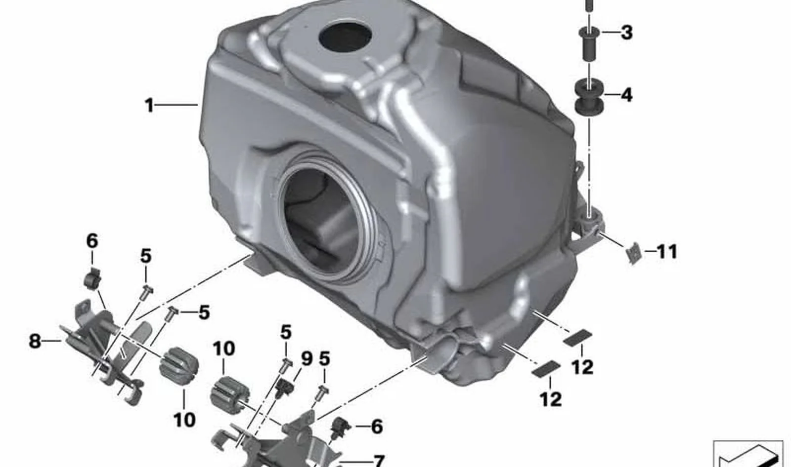 Depósito de combustible OEM 16118529311 para motos BMW R1200GS, R1250GS. Original BMW Motorrad.