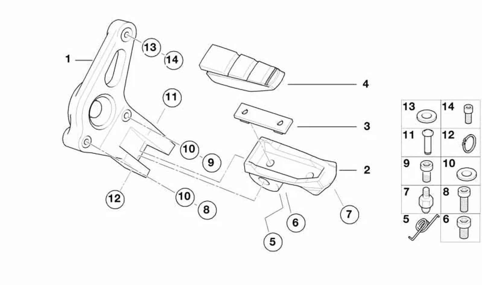 Descansa-pies izquierdo OEM 46717669751 para motos BMW R1150R, R850R, Rockster. Original BMW Motorrad.