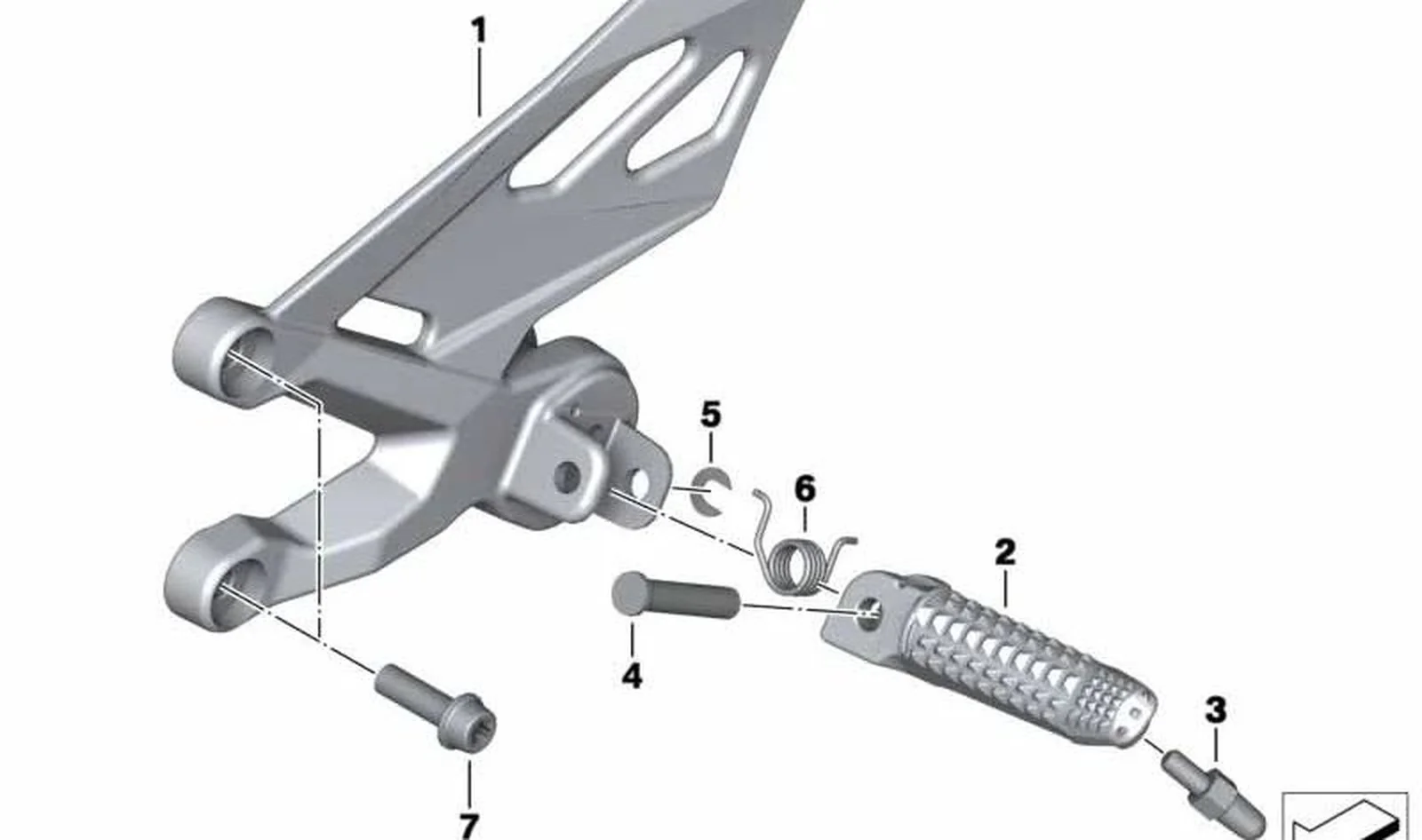 Descansa-pies izquierdo OEM 46718562397 para motos BMW S 1000 R (K47) 2016-2020. Original BMW Motorrad.