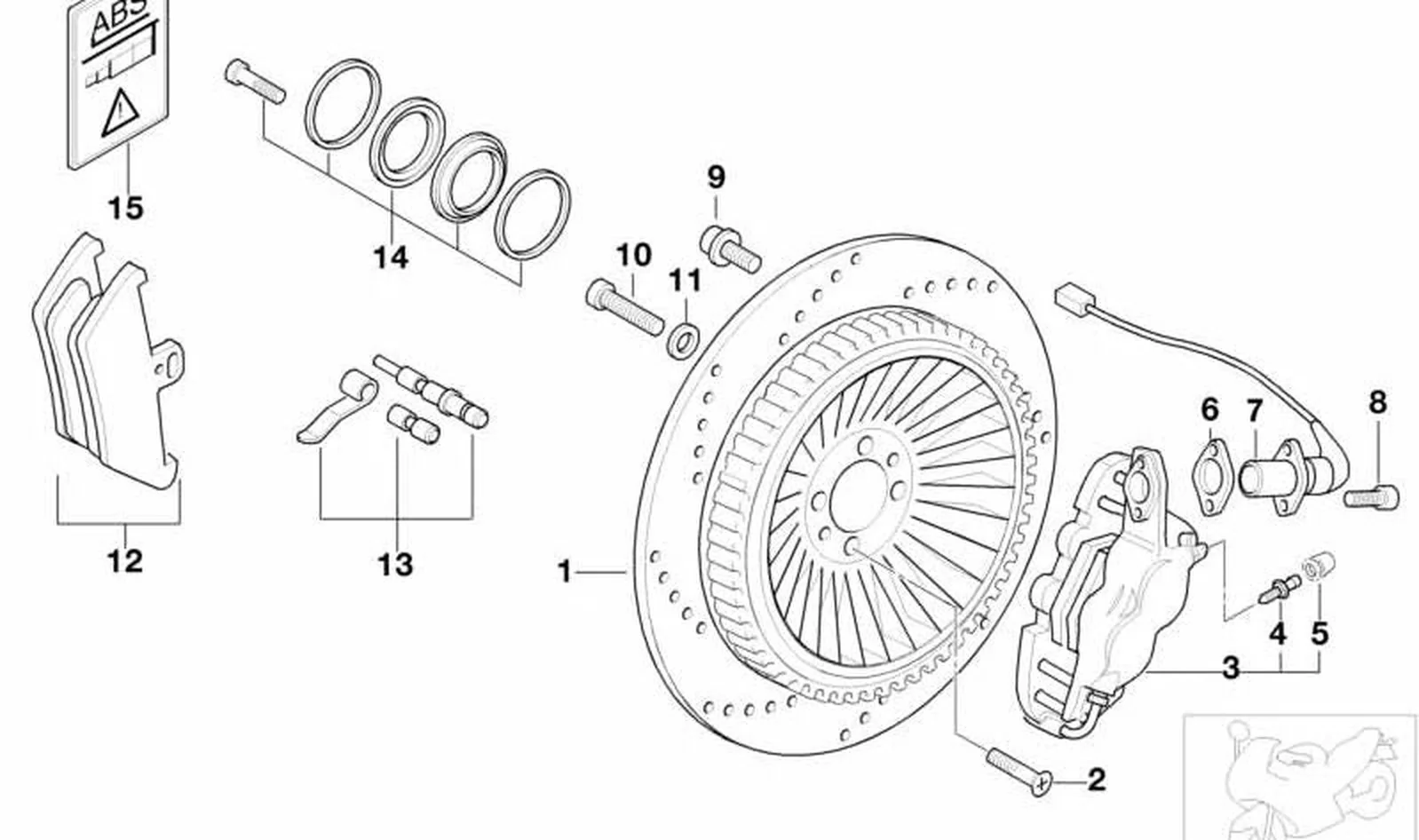 Disco de freno trasero OEM 34217711093 para BMW Motorrad R1200CL, K1200LT, K1200RS. Original BMW Motorrad.
