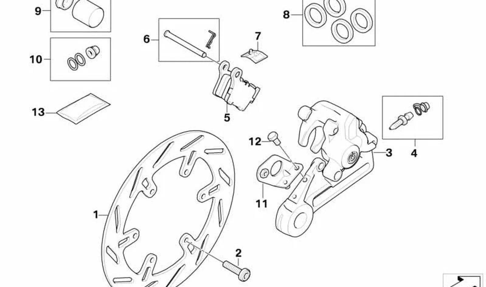 Disco de freno trasero OEM 34217717333 para motos BMW G 450X. Original BMW Motorrad.