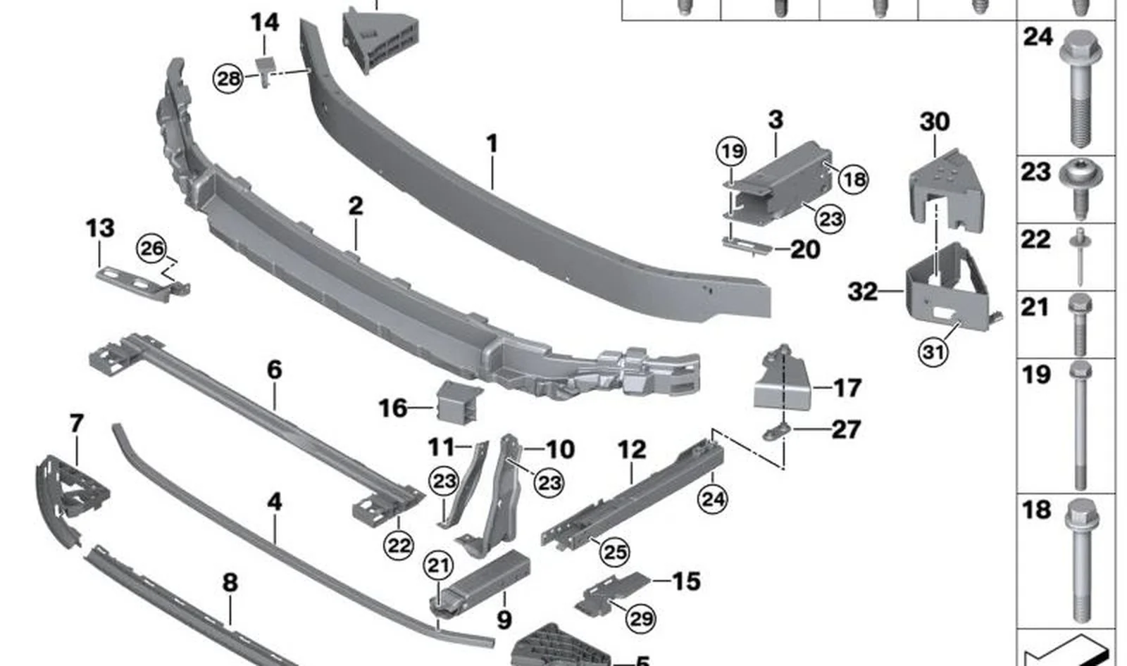Elemento de deformación izquierdo OEM 51117301579 para MINI F55, F56. Original MINI.