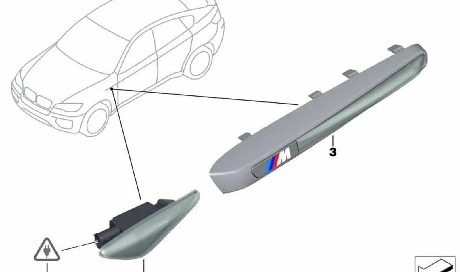 Elemento decorativo intermitente lateral izquierdo OEM 51657207173 para BMW X6 E71 (07/2008 - 06/2014). Original BMW. - Image 4