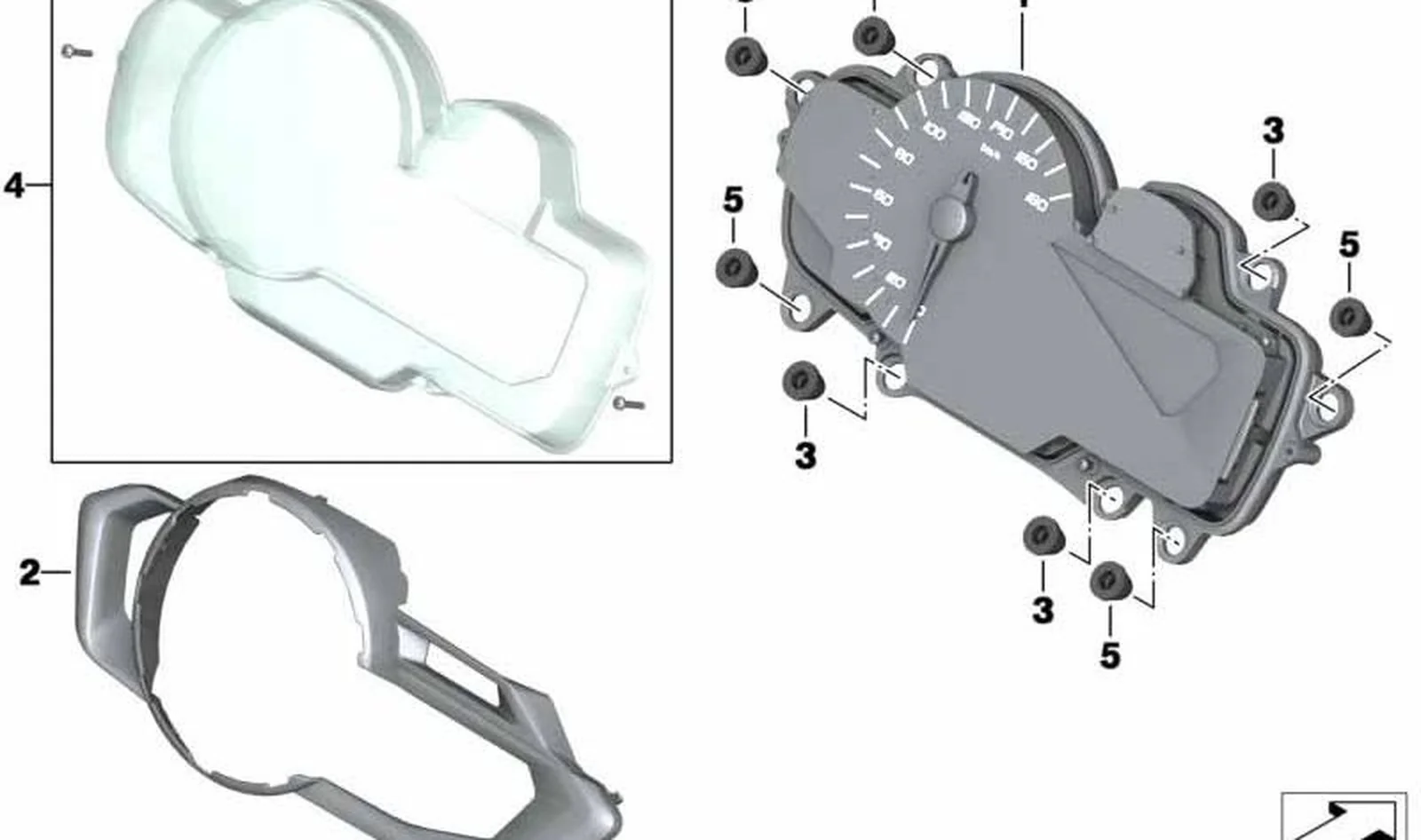 Embellecedor combinación de instrumentos BLACK BRILLANT OEM 46638549206 para BMW Motorrad C 600 Sport, C 650 Sport, C 650 GT. Original BMW Motorrad.