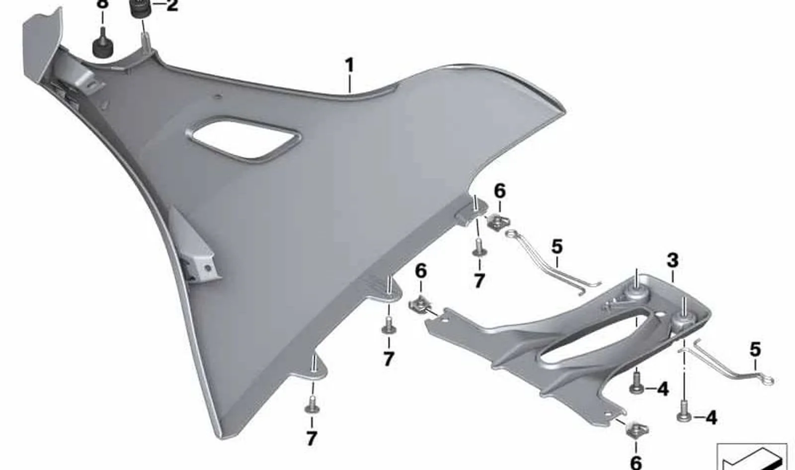 Embellecedor del radiador izquierdo OEM 46638562493 para motos BMW K1600 GT, K1600 GTL, K1600 Bagger. Original BMW Motorrad.