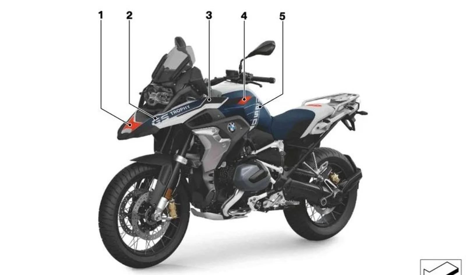 Embellecedor guardabarros delantero central OEM 51147108606 para BMW Motorrad R 1200 GS, R 1250 GS (11/2019 - 07/2023). Original BMW Motorrad.