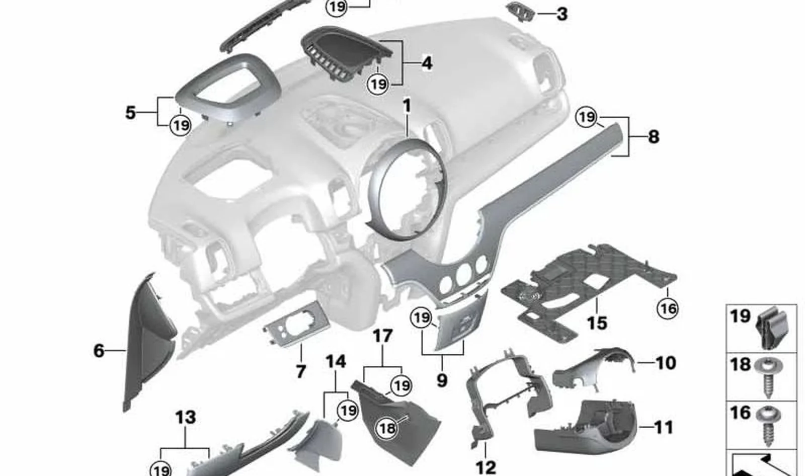 Embellecedor lado conductor en Piano Black OEM 51459350467 para MINI Countryman F60, F60 LCI. Original MINI.