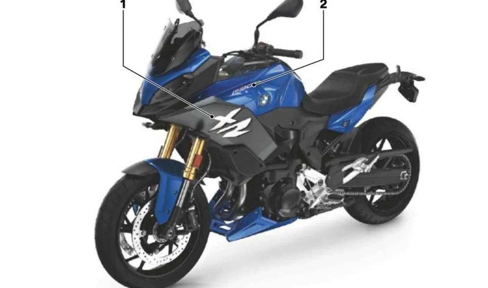 Embellecedor radiador izquierdo OEM 51145A738C3 para BMW Motorrad F 900 XR, F 900 XR A2. Original BMW Motorrad.