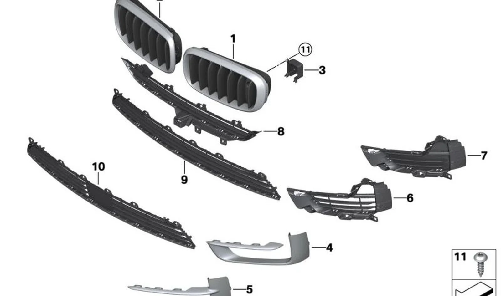 Embellecedor rejilla lateral derecha OEM 51117303114 para BMW X5 (F15), X6 (F16). Original BMW. - Image 2