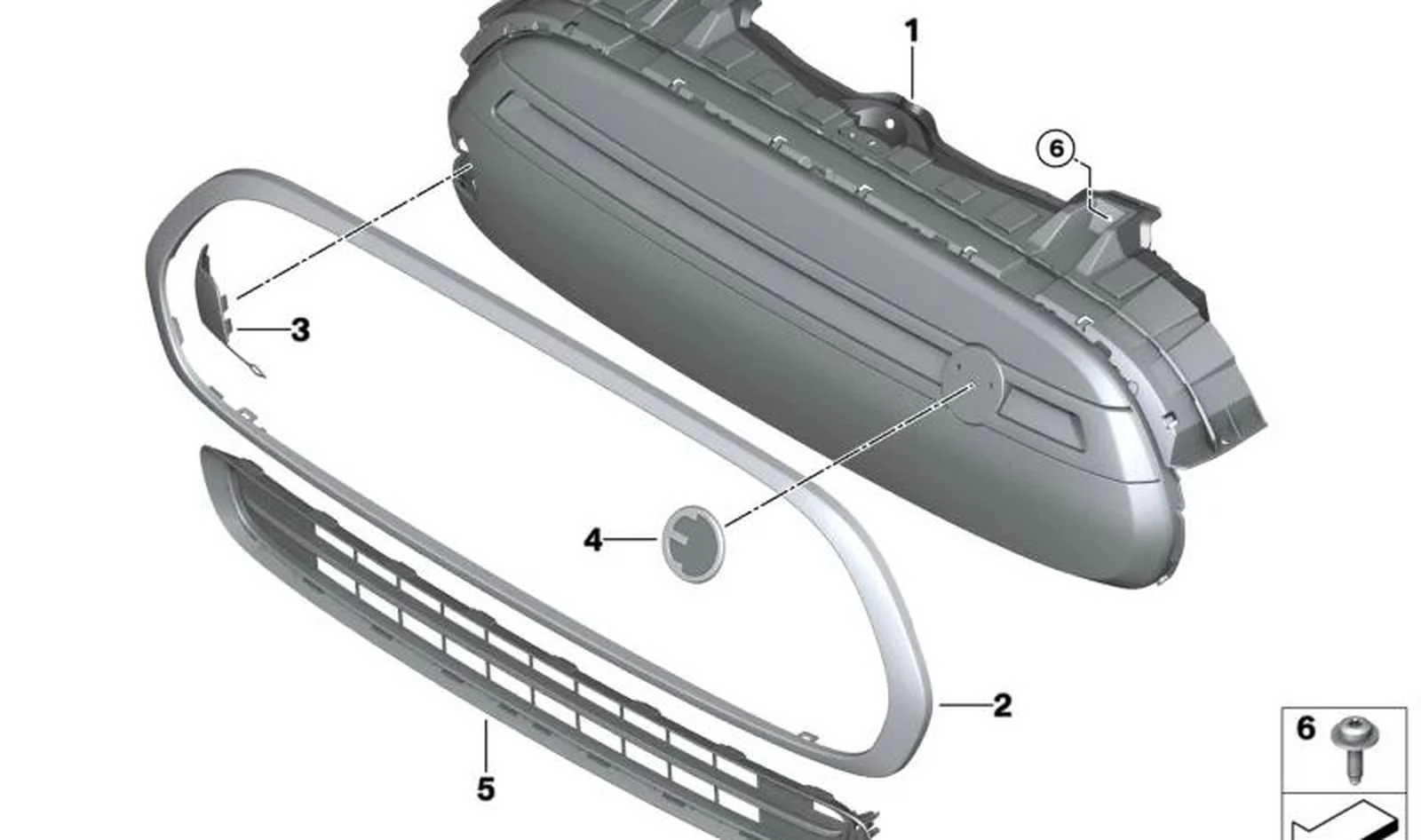 Emblema parrilla delantera OEM 51768496180 para MINI F56 BEV (11/2018 - 03/2021). Original MINI.