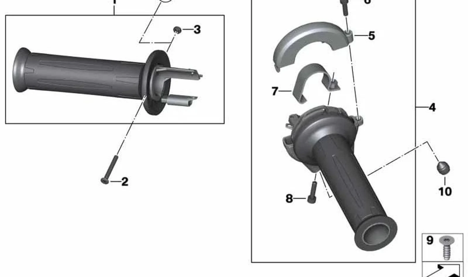 Empuñadura izquierda OEM 61317679807 para motos BMW R HP2 Enduro (K25) 2005-2007. Original BMW Motorrad.
