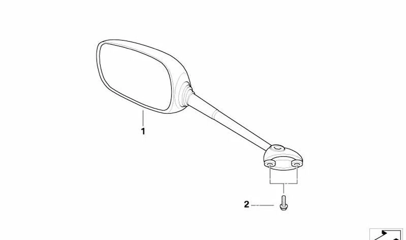Espejo retrovisor derecho OEM 51167714112 para motos BMW F800S, F800ST, F800GT. Original BMW Motorrad.