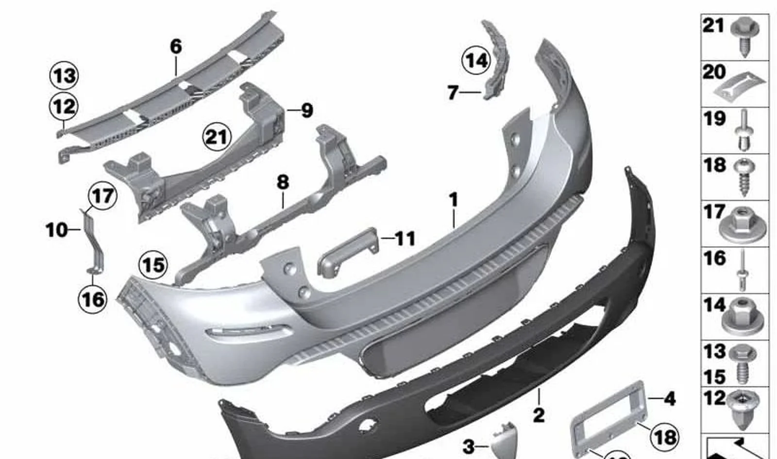 Espoiler central OEM 51129808951 para MINI Paceman R61 (03/2012 - 09/2016). Original MINI.