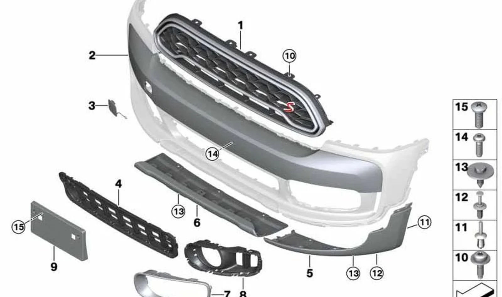 Espoiler izquierdo OEM 51117405389 para MINI Countryman F60 (11/2015 - 07/2020). Original MINI.