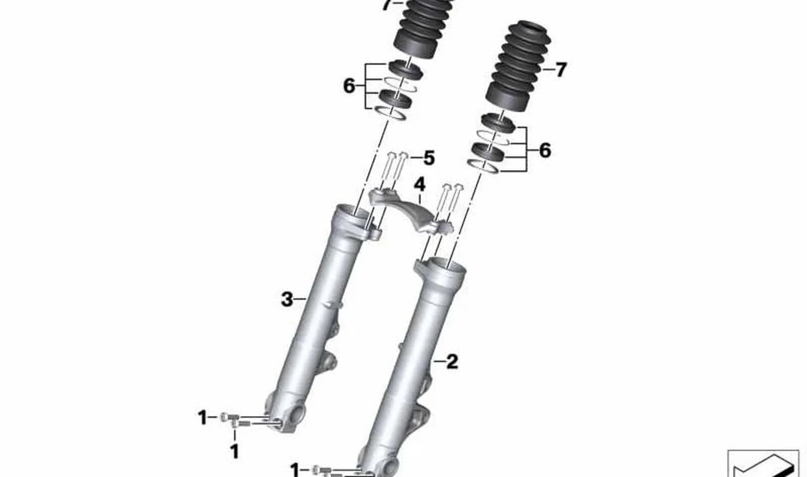 Estabilizador delantero OEM 31428558471 para motos BMW R nineT Pure, R nineT Scrambler, R nineT Racer. Original BMW Motorrad.