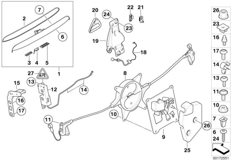 Estribo de cierre izquierdo OEM 51247111467 para MINI Cabrio R52, Cooper, Cooper S, One. Original MINI.