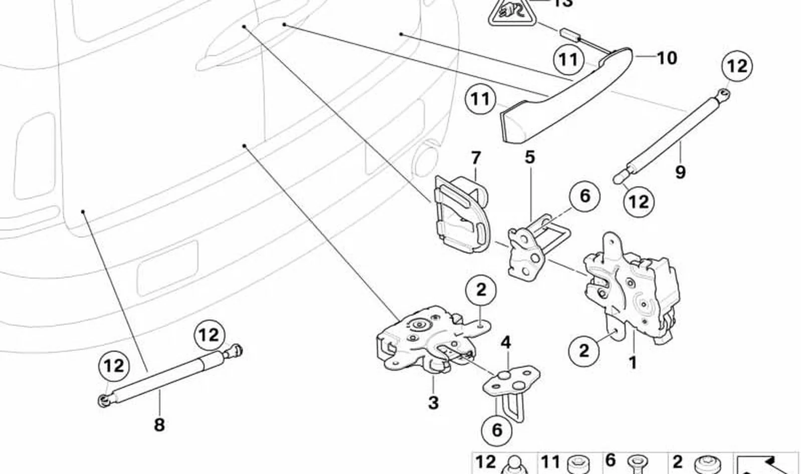 Estribo de cierre superior OEM 51247167500 para MINI Clubman R55, R55 LCI. Original MINI. - Image 3
