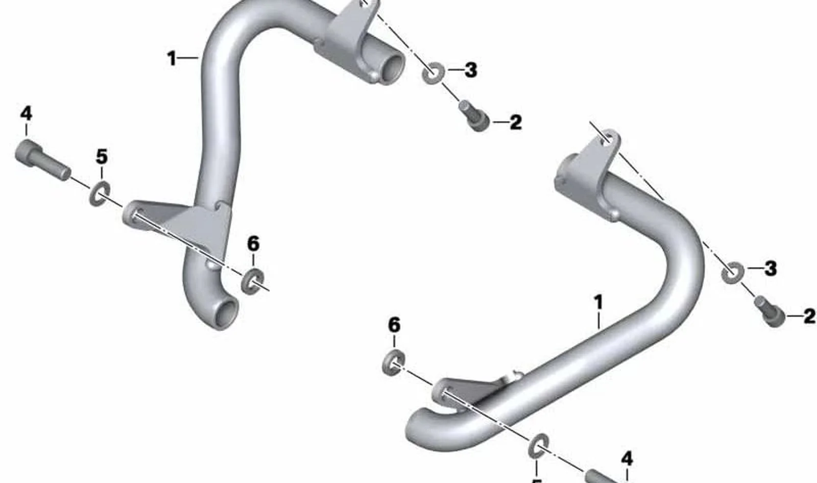 Estribo de protección de motor izquierdo OEM 11848544347 para motos BMW K1600GT, K1600GTL. Original BMW Motorrad.