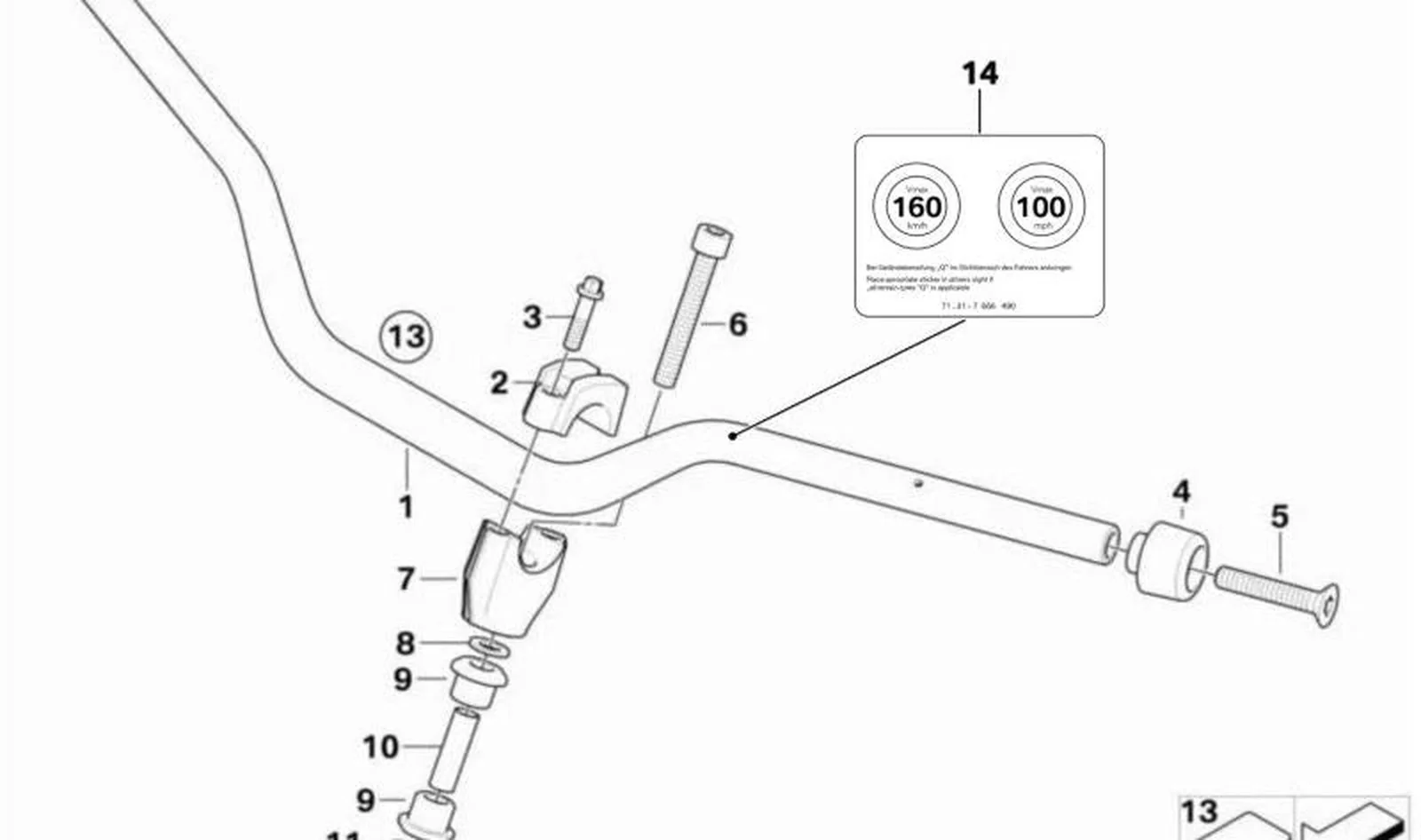 Estribo de sujeción OEM 31427701262 para motos BMW F 650 GS, F 800 GS. Original BMW Motorrad.