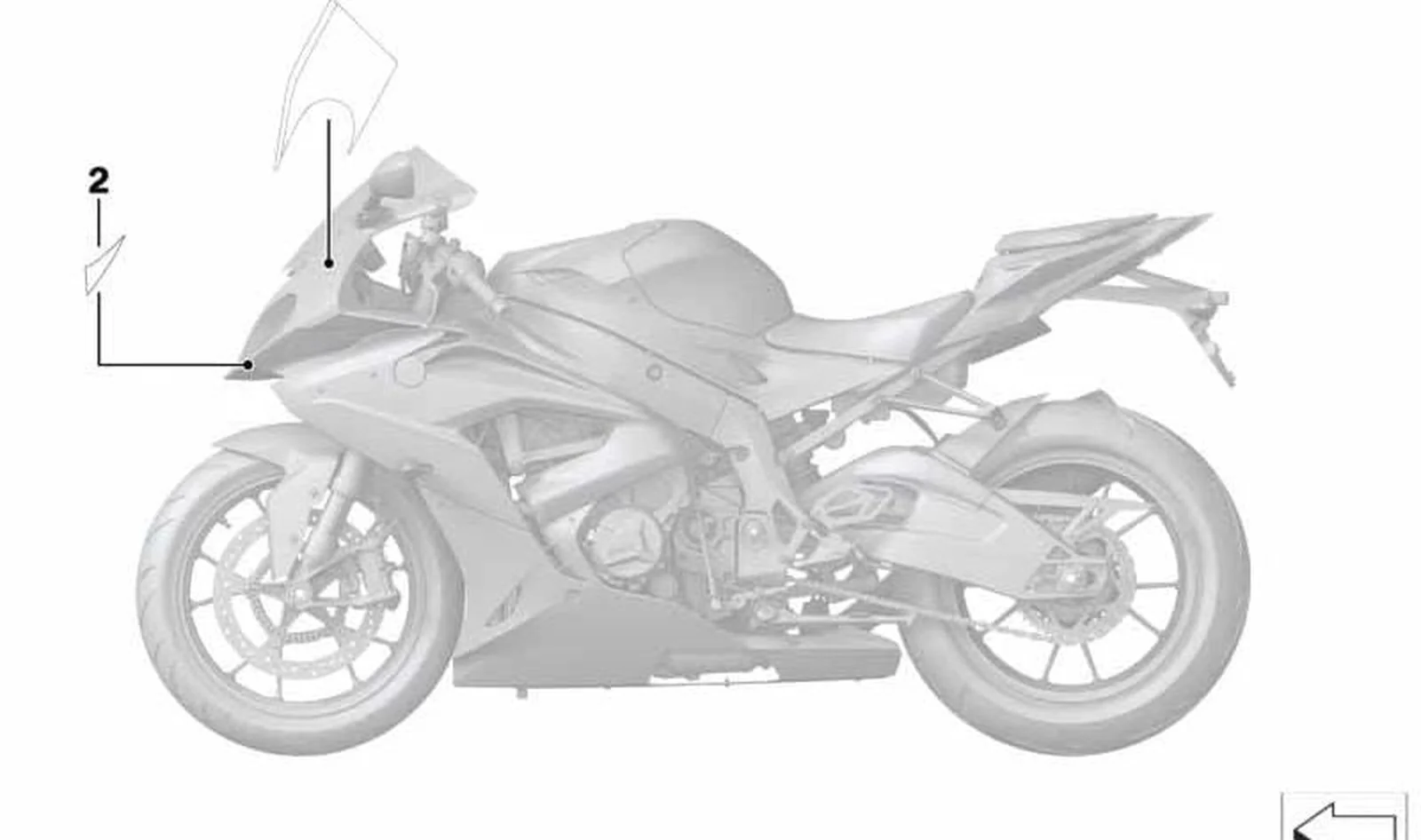 Etiqueta adhesiva superior revestimiento izquierdo OEM 51148551915 para BMW Motorrad S 1000 RR (K46, 2014-2016). Original BMW Motorrad.