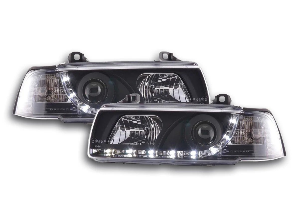 Faros delanteros LED DRL look BMW Serie 3 Berlina E36 92-98 negro