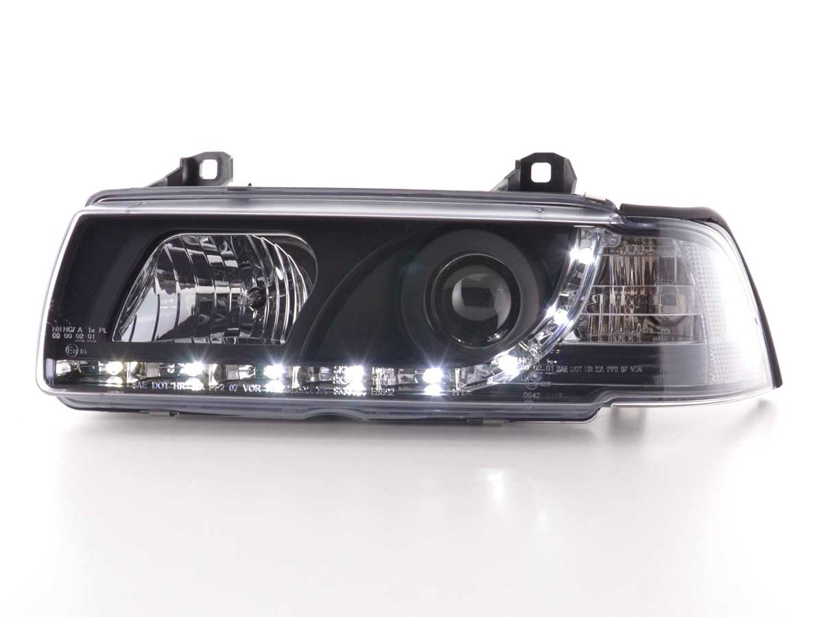 Faros delanteros LED DRL look BMW Serie 3 Berlina E36 92-98 negro - Image 2